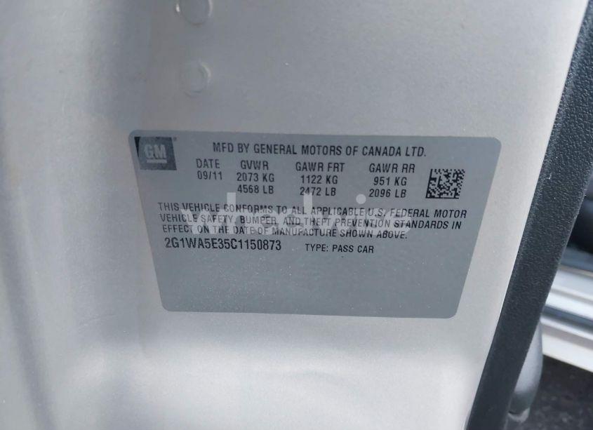 Photo 9 of 2012 Chevrolet Impala LS (VIN 2G1WA5E35C1150873)