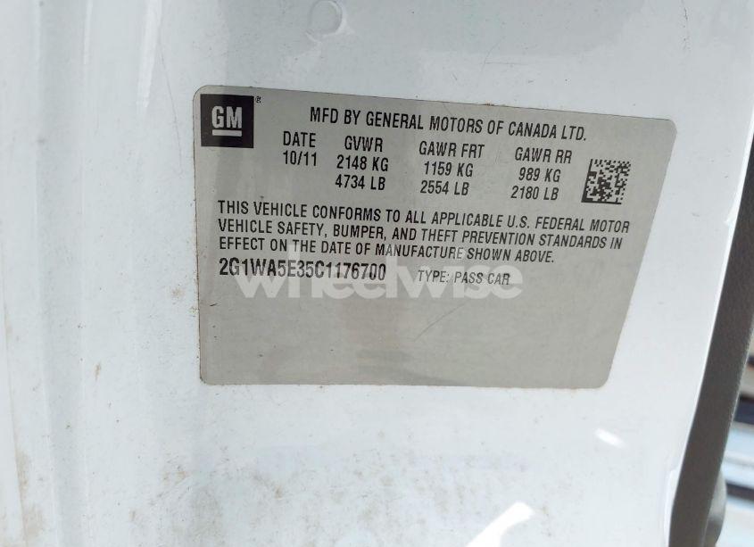 Photo 9 of 2012 Chevrolet Impala LS (VIN 2G1WA5E35C1176700)