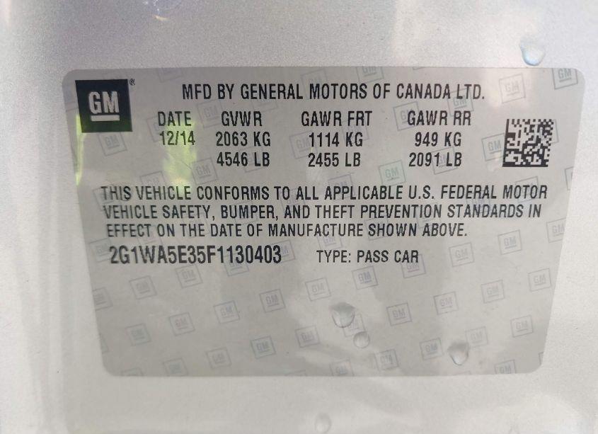 Photo 9 of 2015 Chevrolet Impala LIMITED LS (VIN 2G1WA5E35F1130403)