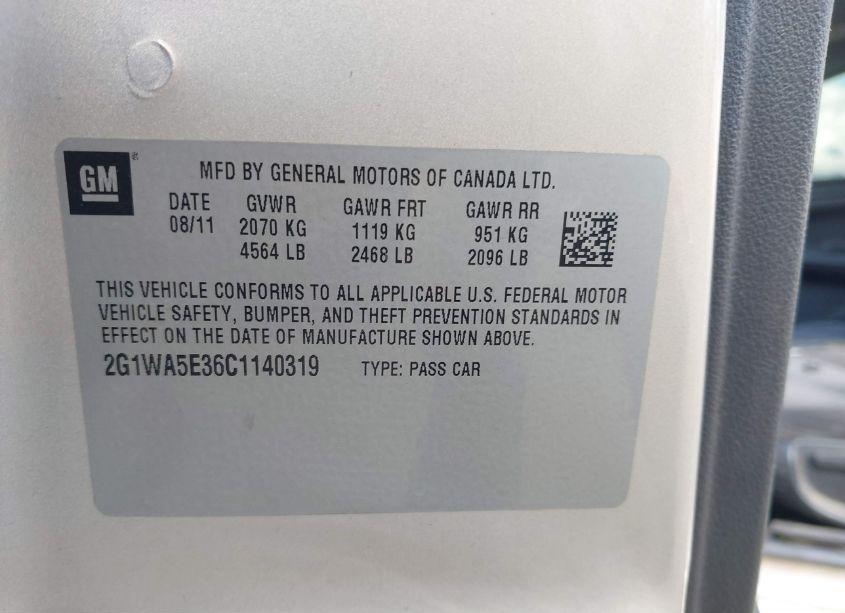 Photo 9 of 2012 Chevrolet Impala LS RETAIL (VIN 2G1WA5E36C1140319)