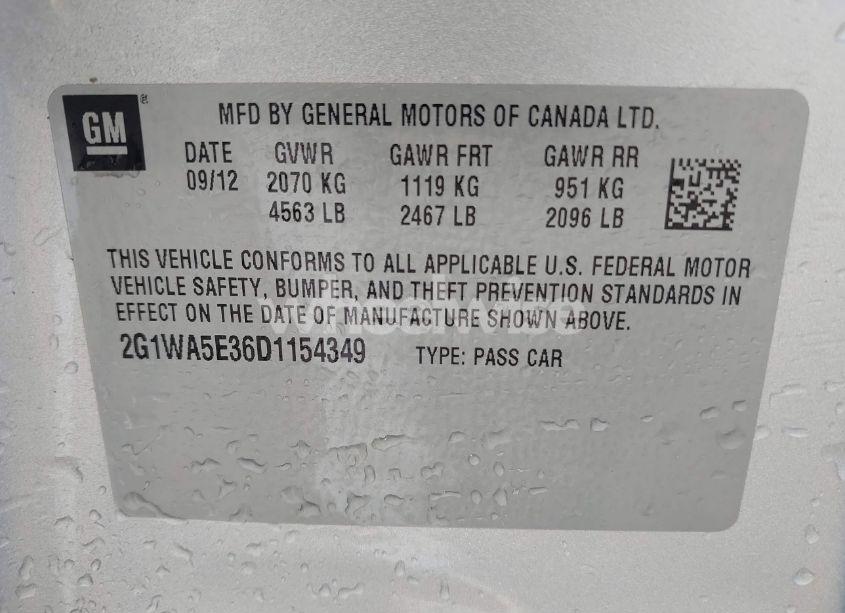 Photo 9 of 2013 Chevrolet Impala LS (VIN 2G1WA5E36D1154349)