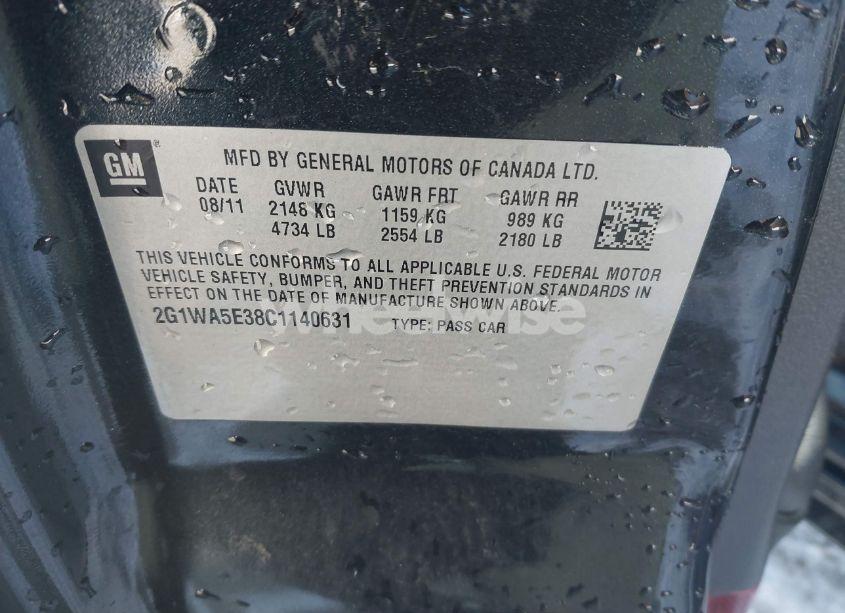 Photo 9 of 2012 Chevrolet Impala LS (VIN 2G1WA5E38C1140631)