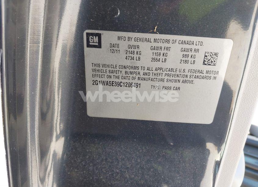 Photo 9 of 2012 Chevrolet Impala LS (VIN 2G1WA5E39C1206491)