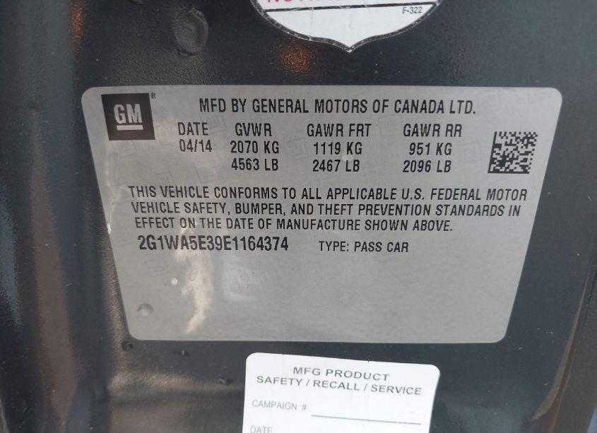 Photo 9 of 2014 Chevrolet Impala LIMITED LS (VIN 2G1WA5E39E1164374)