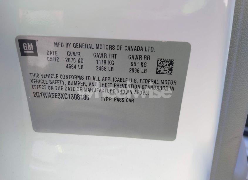 Photo 9 of 2012 Chevrolet Impala LS (VIN 2G1WA5E3XC1308186)