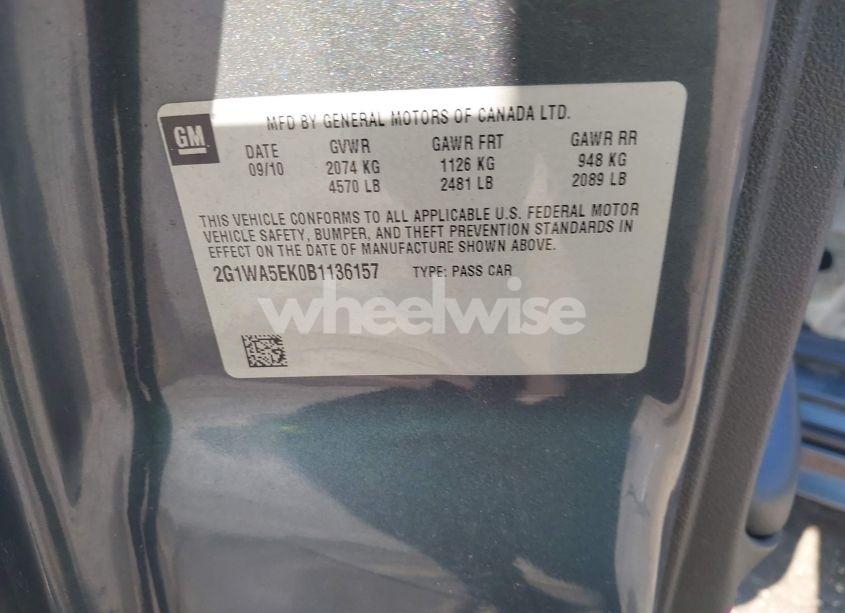 Photo 9 of 2011 Chevrolet Impala LS (VIN 2G1WA5EK0B1136157)