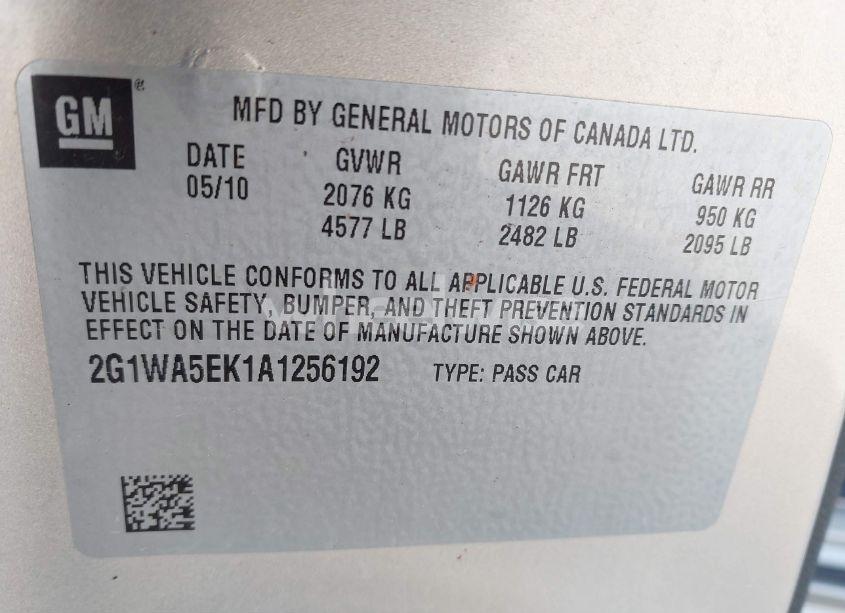 Photo 9 of 2010 Chevrolet Impala LS (VIN 2G1WA5EK1A1256192)