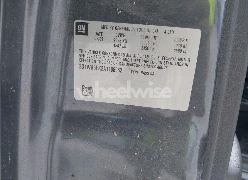 Photo 9 of 2010 Chevrolet Impala LS (VIN 2G1WA5EK2A1108052)