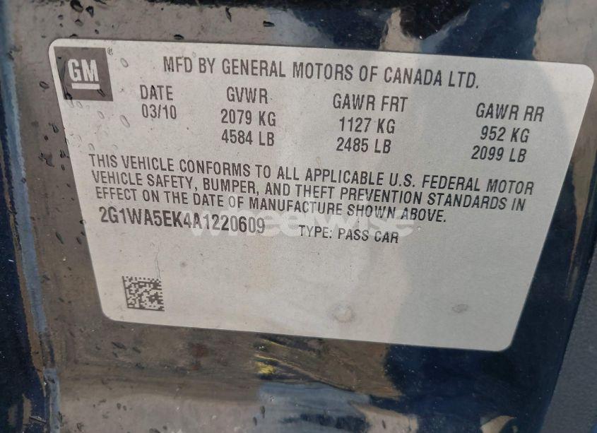 Photo 9 of 2010 Chevrolet Impala LS (VIN 2G1WA5EK4A1220609)