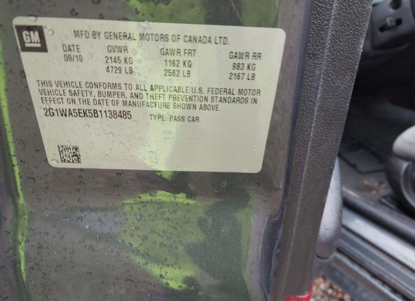 Photo 9 of 2011 Chevrolet Impala LS (VIN 2G1WA5EK5B1138485)