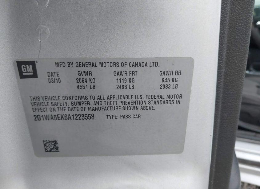 Photo 9 of 2010 Chevrolet Impala LS (VIN 2G1WA5EK6A1223558)