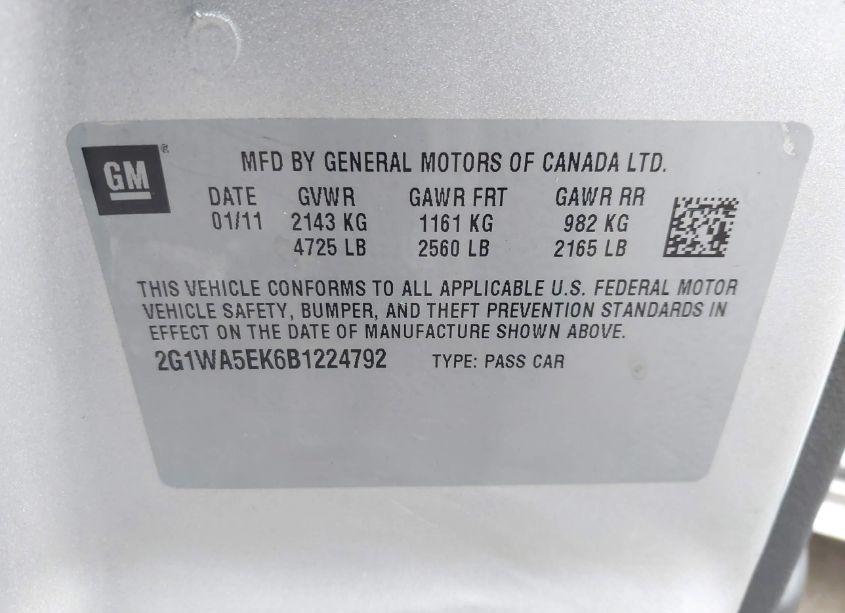 Photo 9 of 2011 Chevrolet Impala LS (VIN 2G1WA5EK6B1224792)