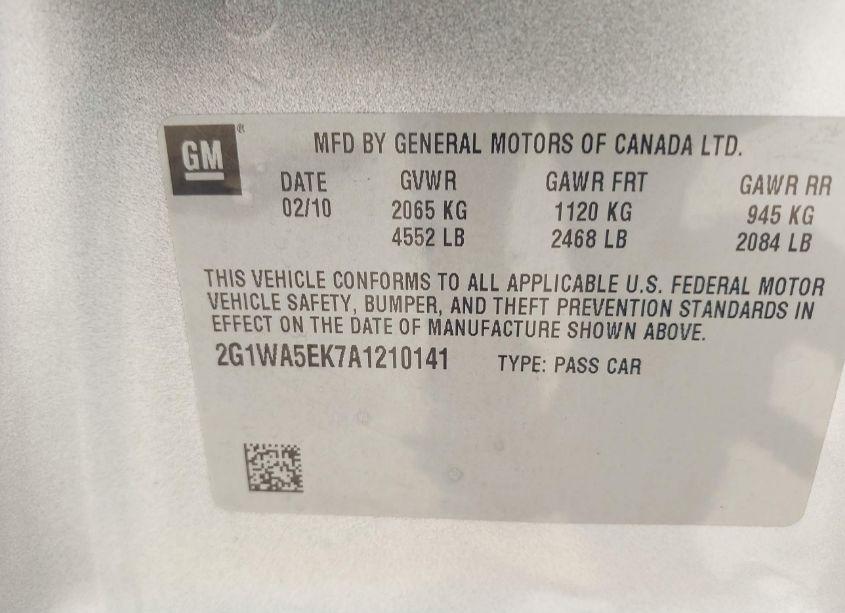 Photo 9 of 2010 Chevrolet Impala LS (VIN 2G1WA5EK7A1210141)