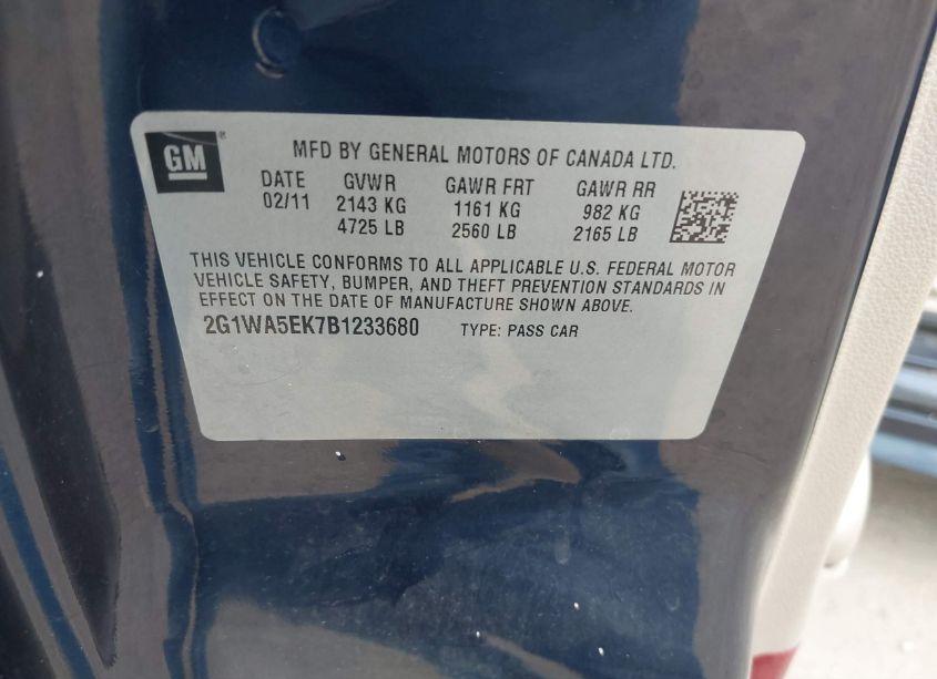 Photo 9 of 2011 Chevrolet Impala LS (VIN 2G1WA5EK7B1233680)