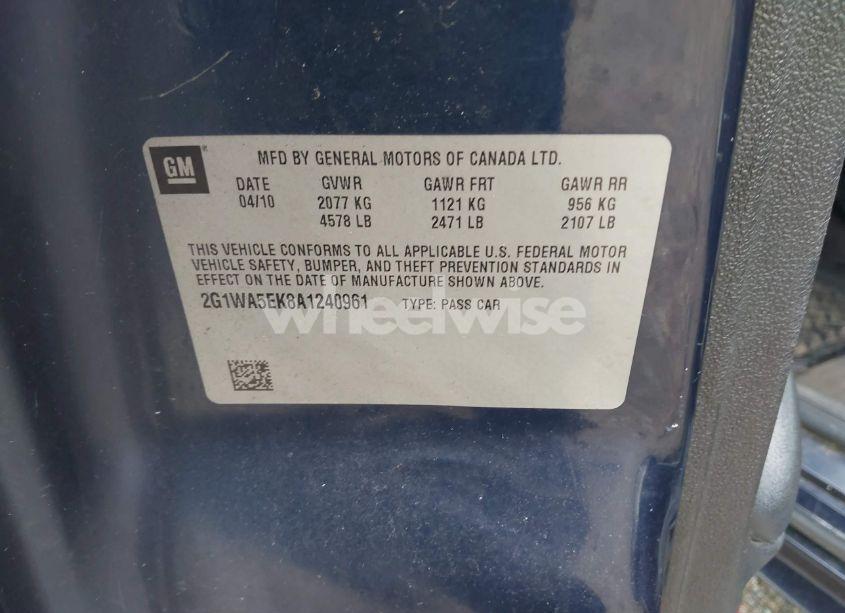 Photo 9 of 2010 Chevrolet Impala LS (VIN 2G1WA5EK8A1240961)