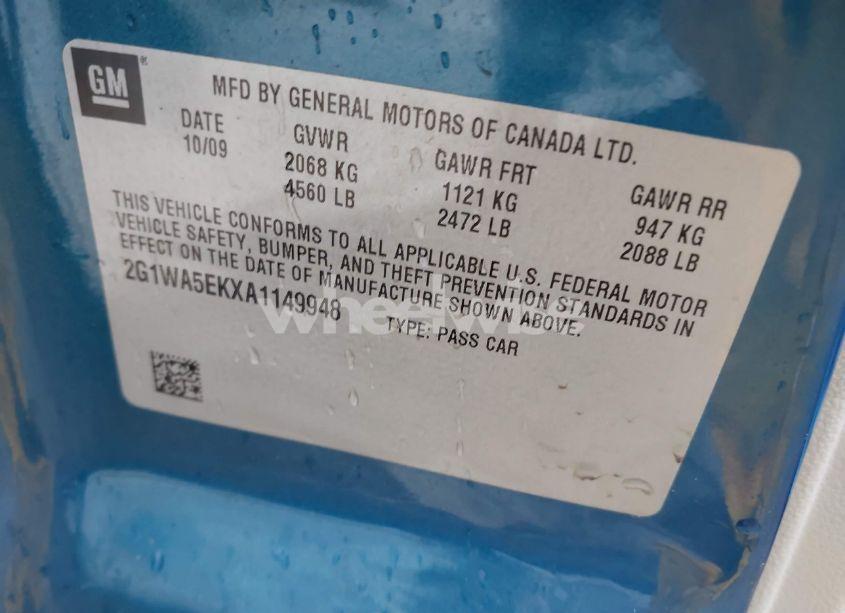 Photo 9 of 2010 Chevrolet Impala LS (VIN 2G1WA5EKXA1149948)