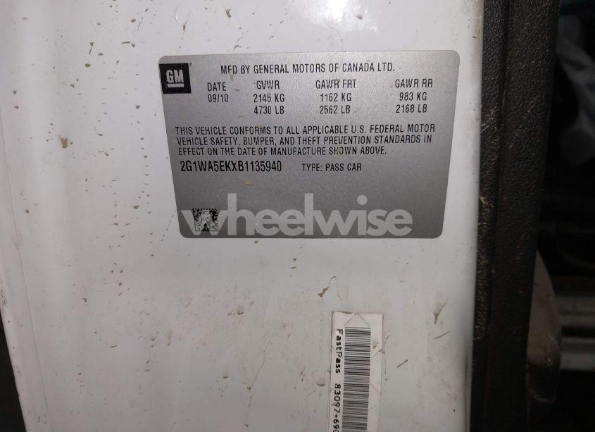 Photo 9 of 2011 Chevrolet Impala LS (VIN 2G1WA5EKXB1135940)