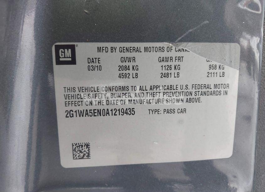 Photo 9 of 2010 Chevrolet Impala LS (VIN 2G1WA5EN0A1219435)