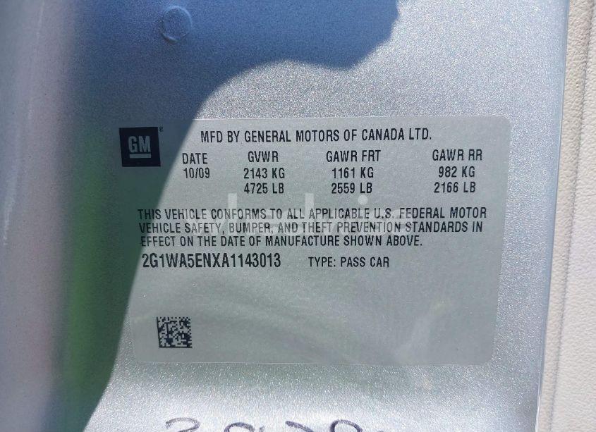 Photo 9 of 2010 Chevrolet Impala LS (VIN 2G1WA5ENXA1143013)