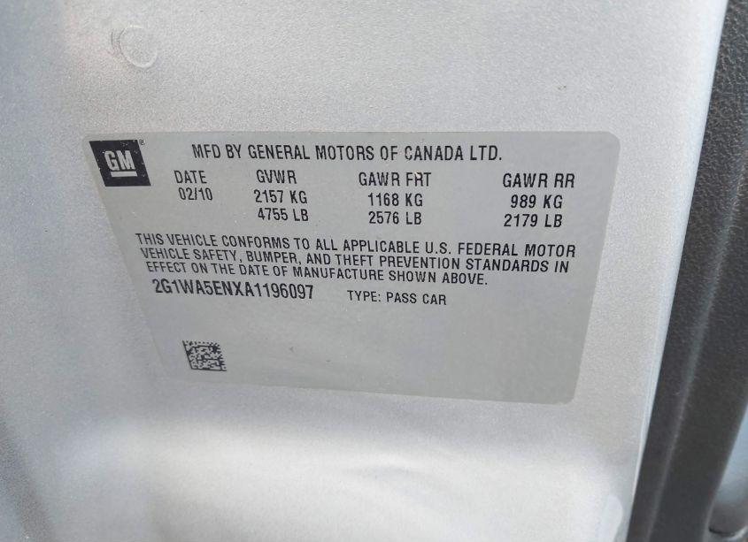 Photo 9 of 2010 Chevrolet Impala LS (VIN 2G1WA5ENXA1196097)