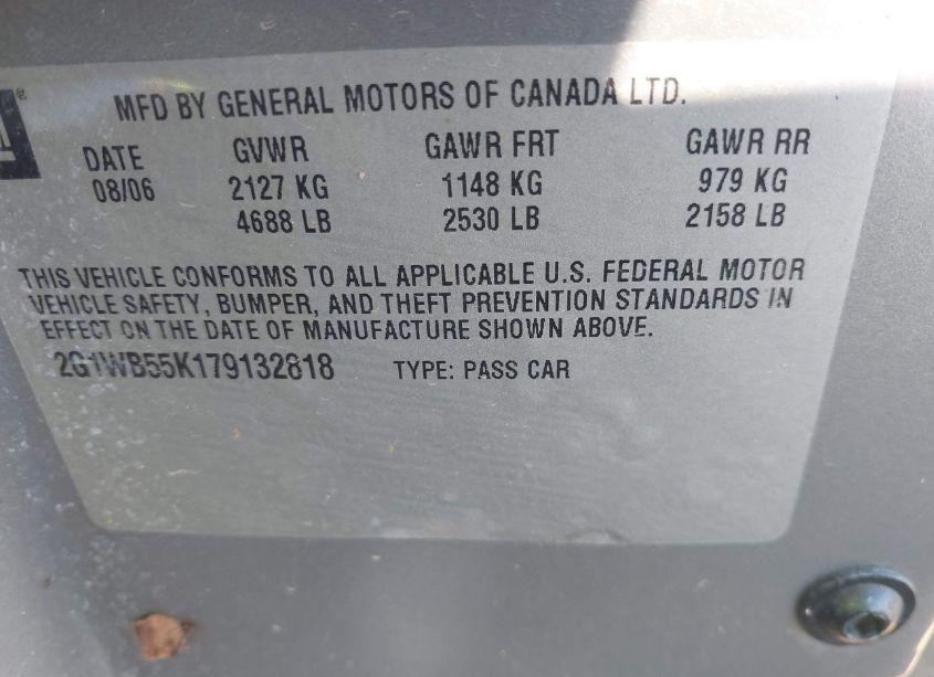 Photo 9 of 2007 Chevrolet Impala LS (VIN 2G1WB55K179132818)