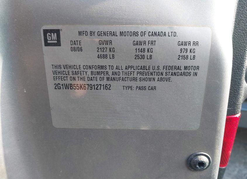 Photo 9 of 2007 Chevrolet Impala LS (VIN 2G1WB55K679127162)