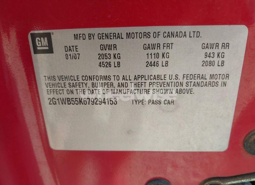 Photo 9 of 2007 Chevrolet Impala LS (VIN 2G1WB55K679294153)