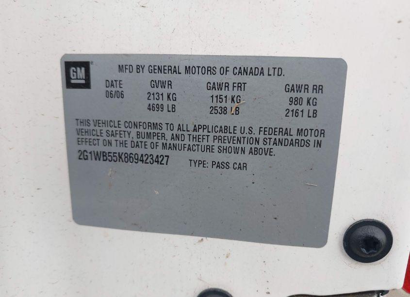 Photo 9 of 2006 Chevrolet Impala LS (VIN 2G1WB55K869423427)