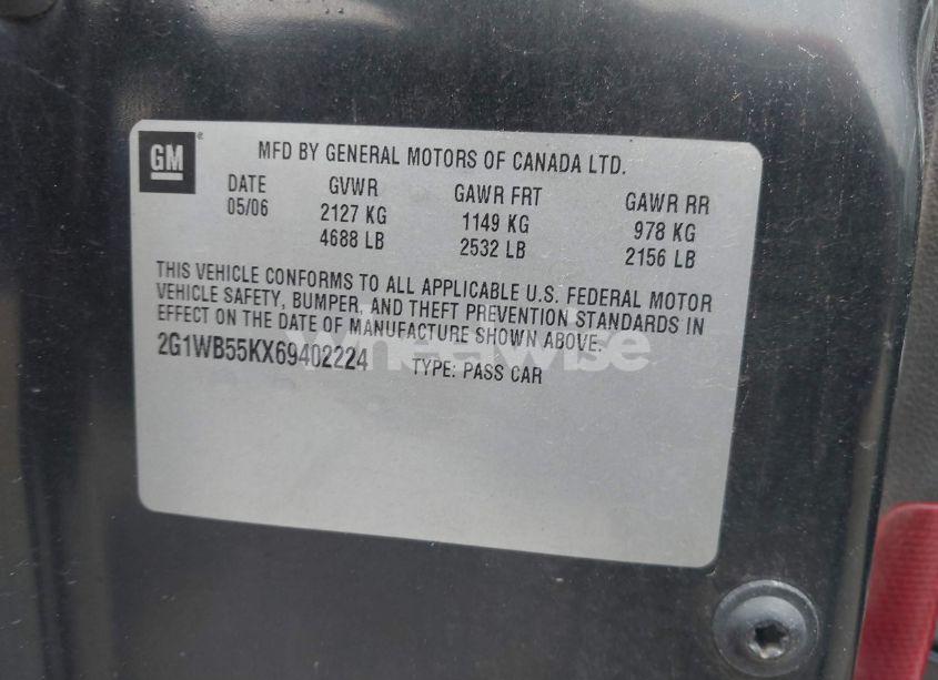 Photo 9 of 2006 Chevrolet Impala LS (VIN 2G1WB55KX69402224)