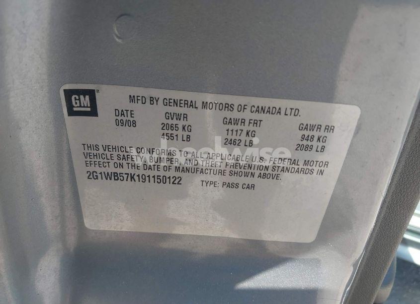 Photo 9 of 2009 Chevrolet Impala LS (VIN 2G1WB57K191150122)