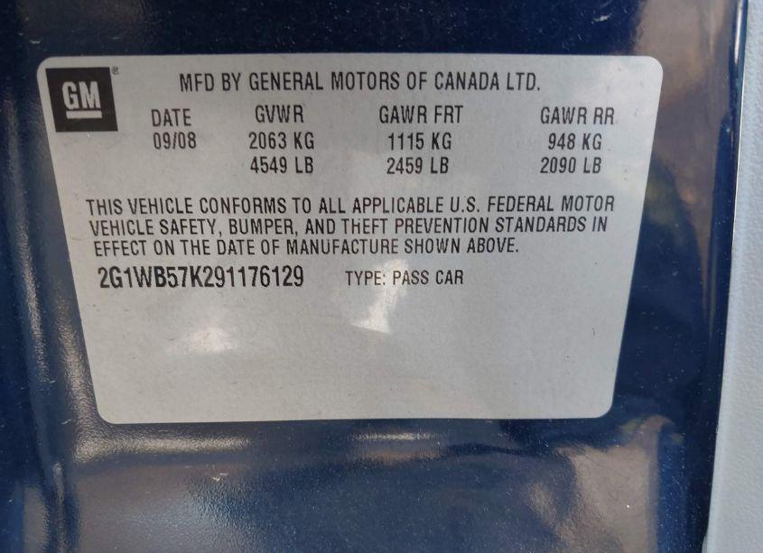 Photo 9 of 2009 Chevrolet Impala LS (VIN 2G1WB57K291176129)