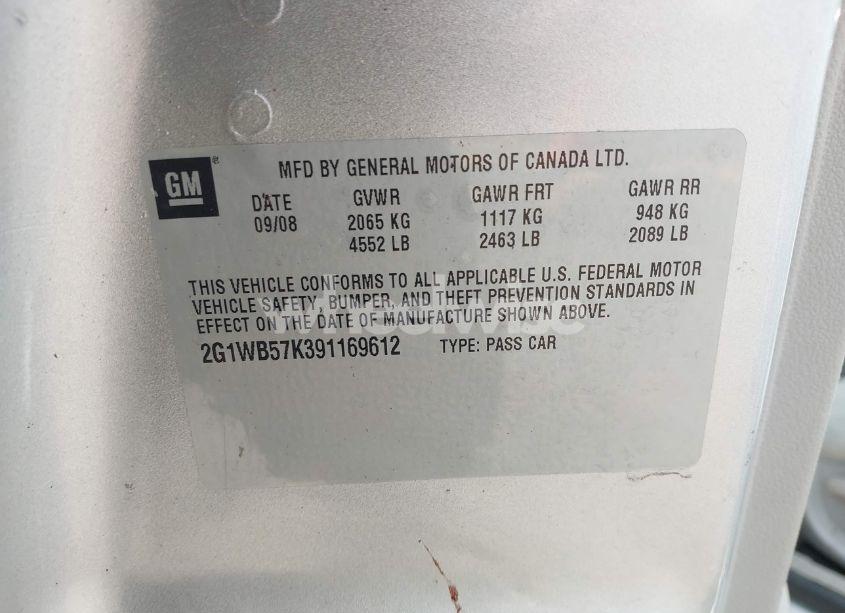 Photo 9 of 2009 Chevrolet Impala LS (VIN 2G1WB57K391169612)