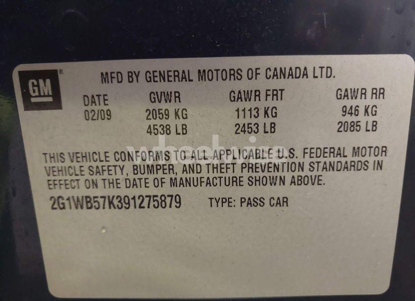 Photo 9 of 2009 Chevrolet Impala LS (VIN 2G1WB57K391275879)