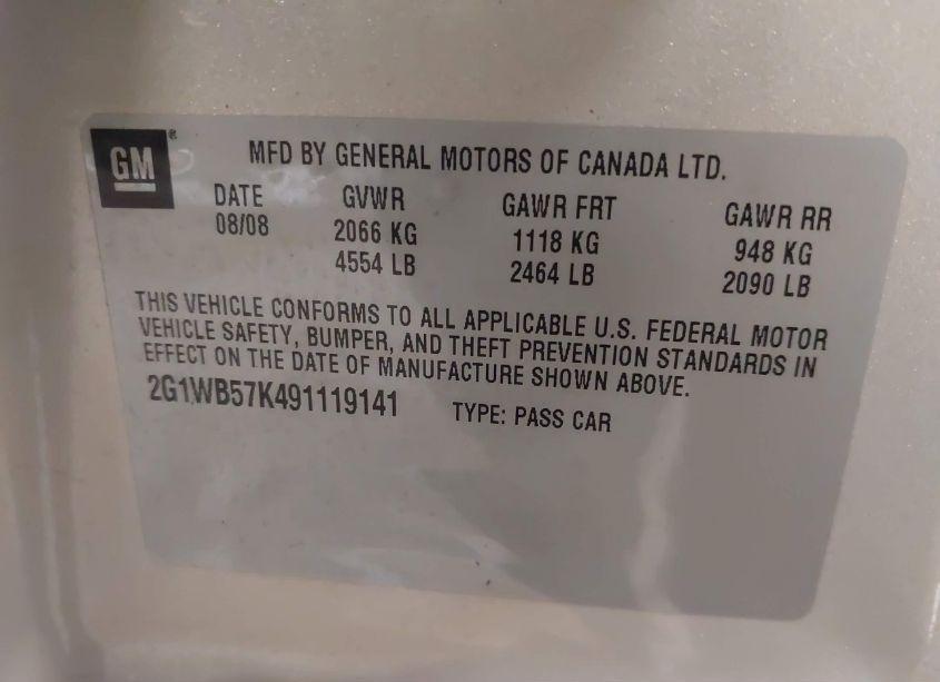 Photo 9 of 2009 Chevrolet Impala LS (VIN 2G1WB57K491119141)