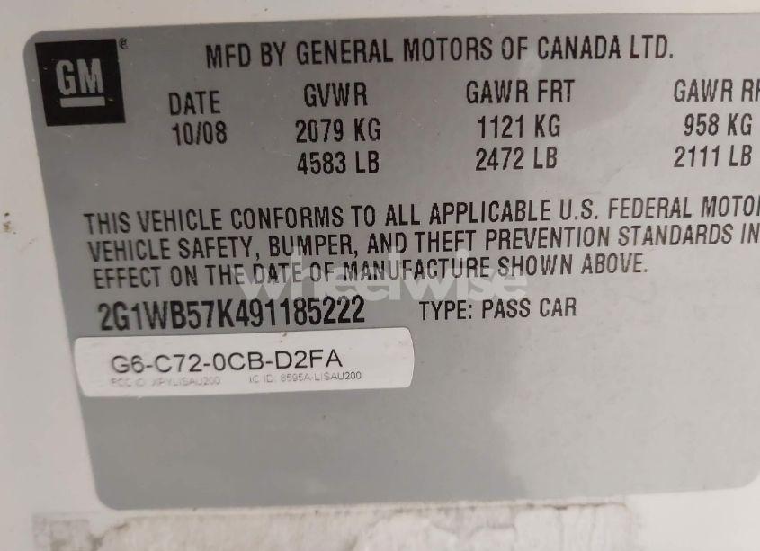 Photo 9 of 2009 Chevrolet Impala LS (VIN 2G1WB57K491185222)