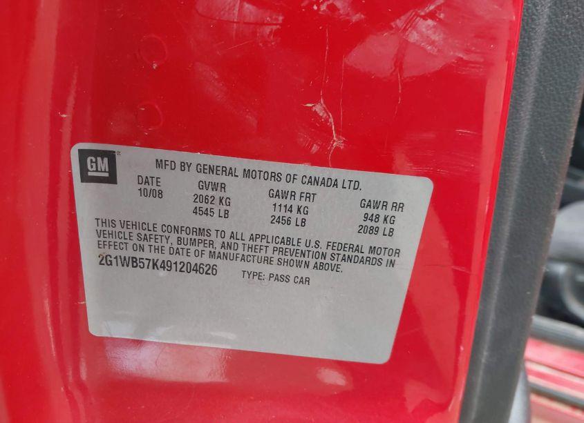 Photo 9 of 2009 Chevrolet Impala LS (VIN 2G1WB57K491204626)