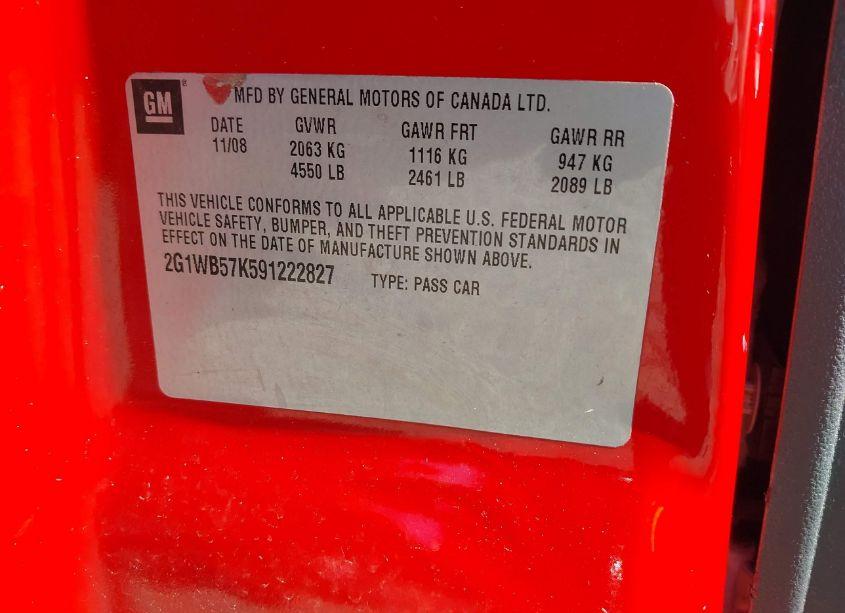 Photo 9 of 2009 Chevrolet Impala LS (VIN 2G1WB57K591222827)