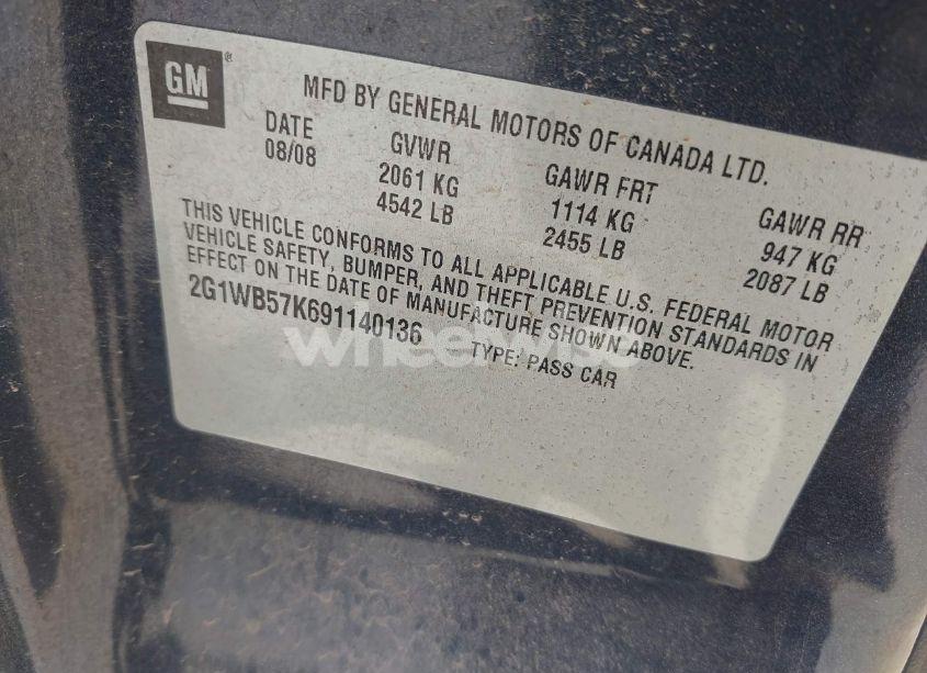 Photo 9 of 2009 Chevrolet Impala LS (VIN 2G1WB57K691140136)