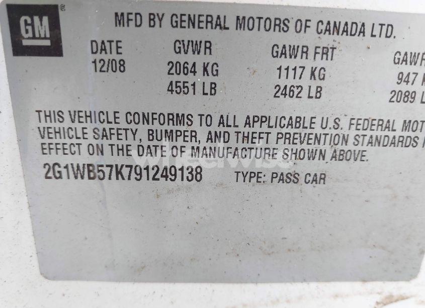 Photo 9 of 2009 Chevrolet Impala LS (VIN 2G1WB57K791249138)