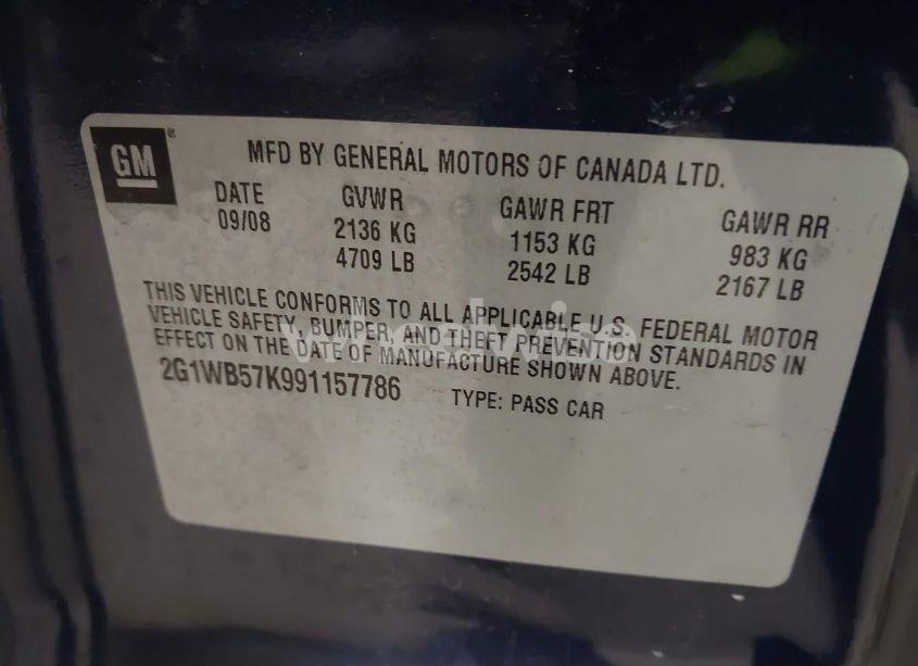 Photo 9 of 2009 Chevrolet Impala LS (VIN 2G1WB57K991157786)