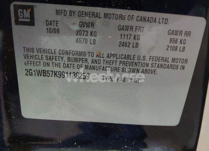 Photo 9 of 2009 Chevrolet Impala LS (VIN 2G1WB57K991188259)