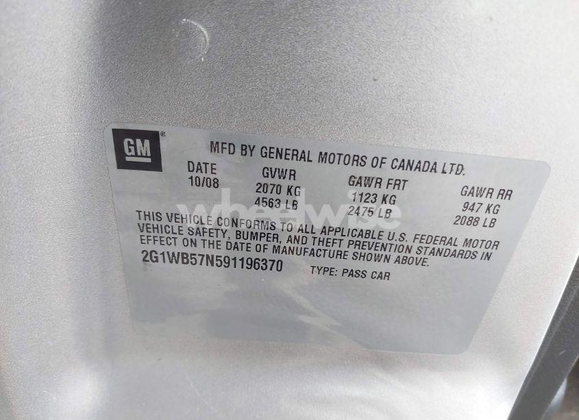 Photo 9 of 2009 Chevrolet Impala LS (VIN 2G1WB57N591196370)