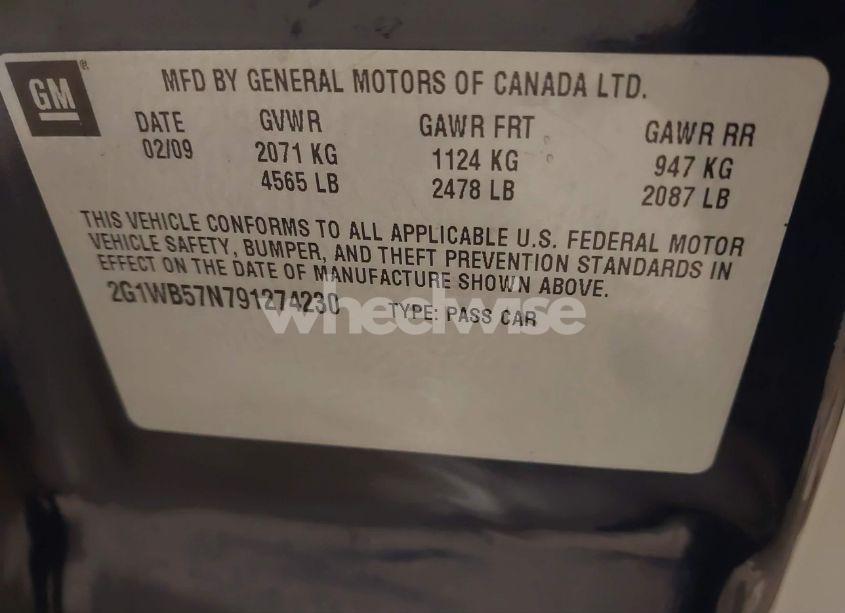 Photo 9 of 2009 Chevrolet Impala LS (VIN 2G1WB57N791274230)