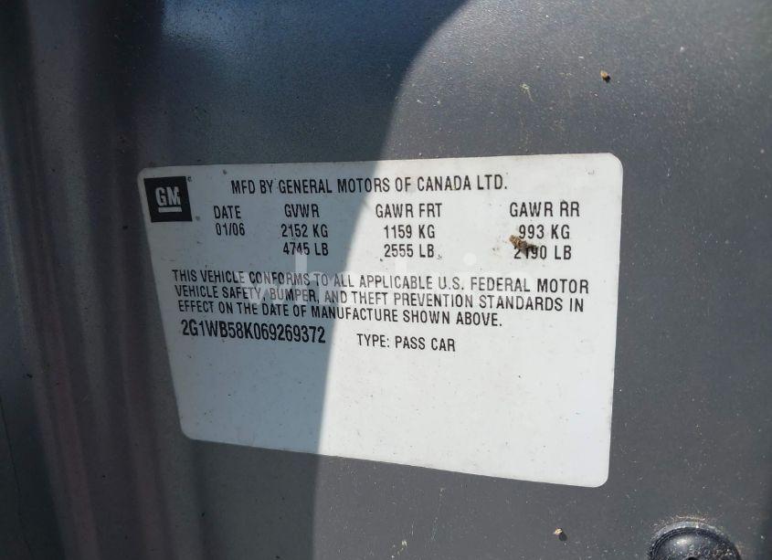 Photo 9 of 2006 Chevrolet Impala LS (VIN 2G1WB58K069269372)