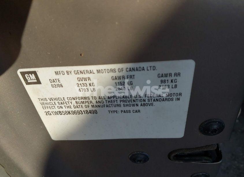 Photo 9 of 2006 Chevrolet Impala LS (VIN 2G1WB58K069318490)