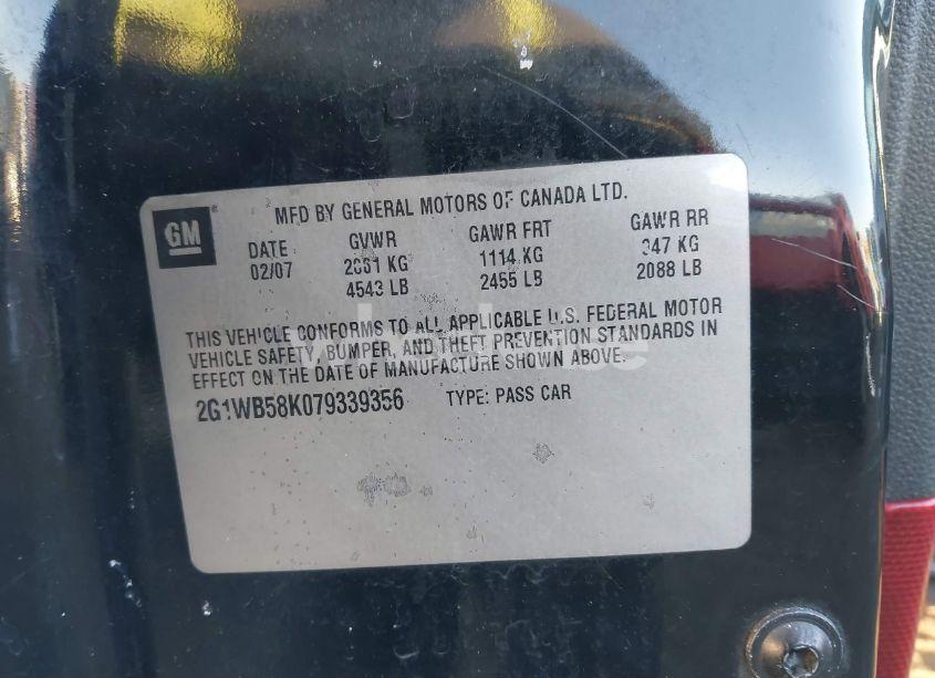 Photo 9 of 2007 Chevrolet Impala LS (VIN 2G1WB58K079339356)