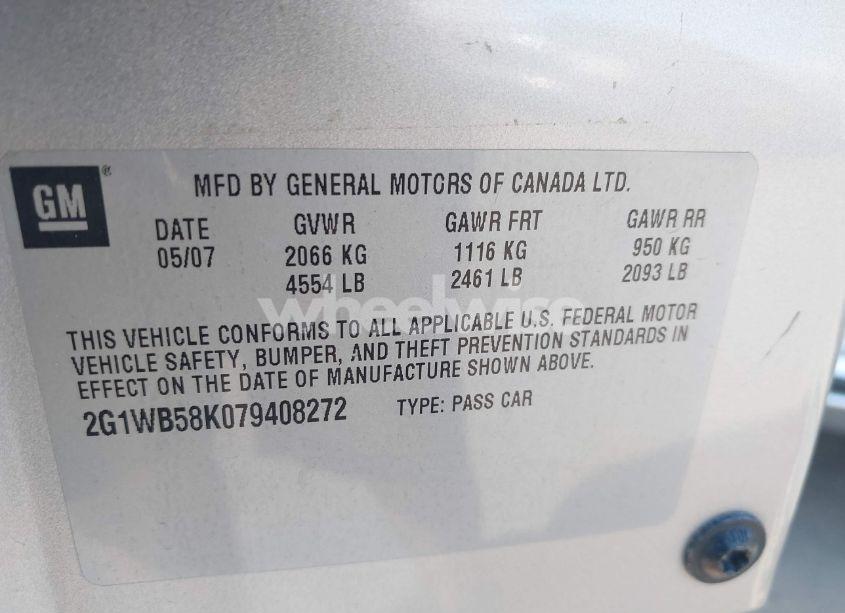 Photo 9 of 2007 Chevrolet Impala LS (VIN 2G1WB58K079408272)