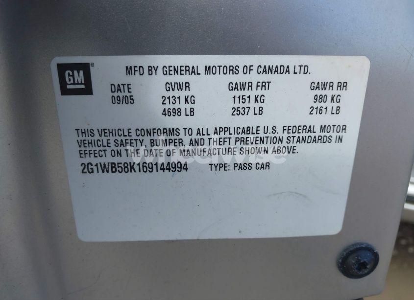 Photo 9 of 2006 Chevrolet Impala LS (VIN 2G1WB58K169144994)