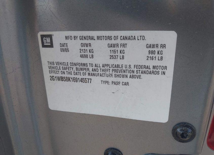 Photo 9 of 2006 Chevrolet Impala LS (VIN 2G1WB58K169145577)