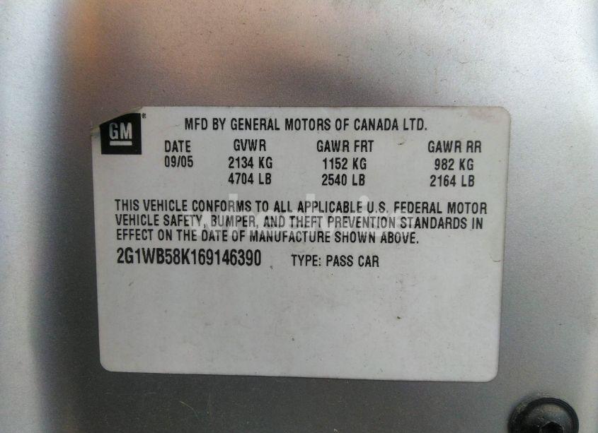 Photo 9 of 2006 Chevrolet Impala LS (VIN 2G1WB58K169146390)